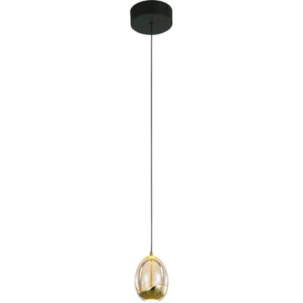HighLight Hanglamp Golden Egg, amber/goud, Ø 13 cm, glas/metaal