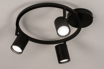Lumidora Opbouwspot 74355 - MASON - 3 Lichts - GU10 - Zwart - Metaal