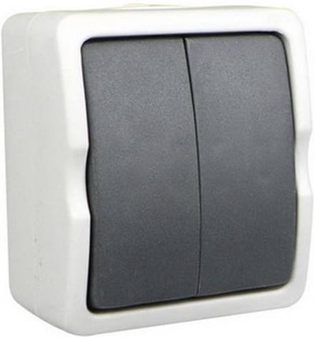 Ratio Dubbele opbouwschakelaar - spatwaterdicht IP54 - grijs/wit