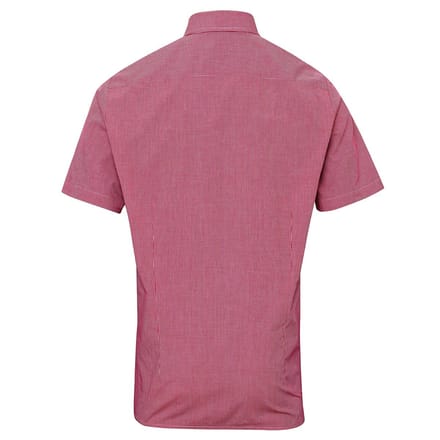 Premier Heren Micro Gingham geruit katoenen overhemd met korte mouwen (Rood/Wit)