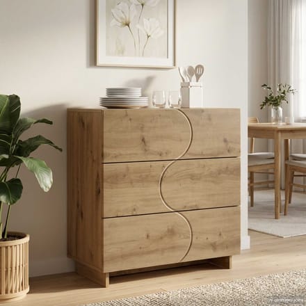vidaXL - Dressoir - Artisanaal - eiken - 70 - x - 38 - x - 75 - cm - Bewerkt - hout