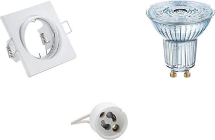 LED Spot Set - LEDVANCE Parathom PAR16 940 36D - GU10 Fitting - Dimbaar - Inbouw Vierkant - Mat Wit - 3.4W - Natuurlijk Wit 4000K - Kantelbaar 80mm