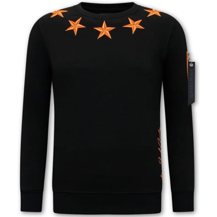 Heren Sweater - Royal Stars - Zwart / Oranje
