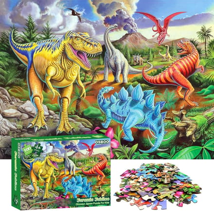 Dinosaurpuzzel 100 stukjes - 41 x 28 cm groot - Kinderen - Hoogwaardige kwaliteit - Kleurrijk