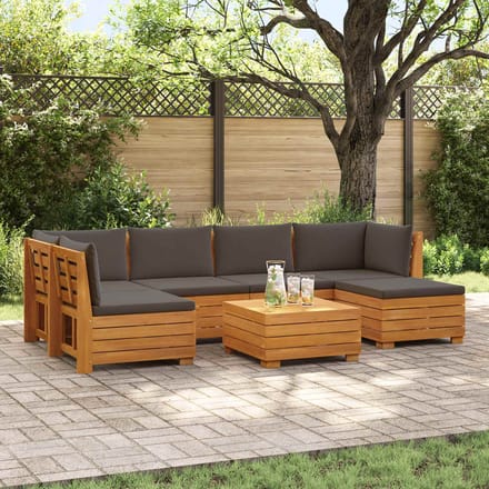 vidaXL - 7 - st - Buiten - bank - set - Massief - Acacia - Hout - Bruin