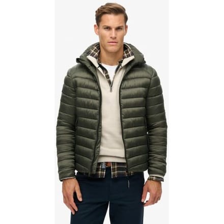 Superdry Fuji Gewatteerde Sportjas met Capuchon Khaki Grootte: XL