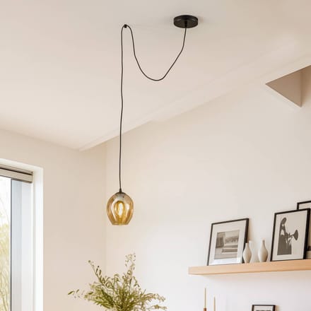 EMIBIG LIGHTING Hanglamp Starla decentrale 1-lamp, glas amber