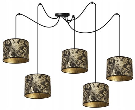 Light-Home WERONA – Hanglamp – 5-lichts – Goud met Zwart – Verstelbare Hoogte