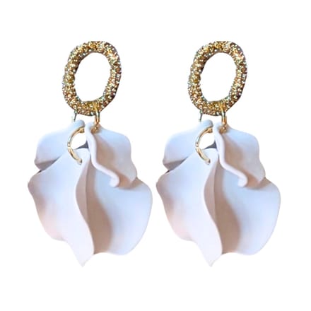 Oorbellen -Zifra -goud -witte bladeren- lang- Charme Bijoux