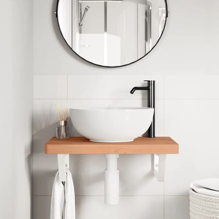 vidaXL - Badkamer - wandschap - staal - en - massief - beukenhout