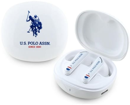 U.S. Polo Assn. DH Logo - True Wireless Stereo Koptelefoon - Beter Geluid - Stijlvolle Witte Afwerking - Dockstation