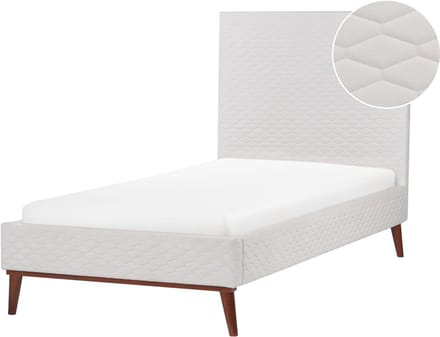 BAYONNE - Eenpersoonsbed - Gebroken wit - 90 x 200 cm - Fluweel