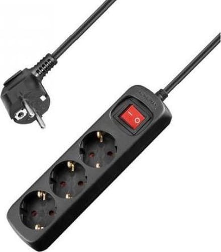 Allteq - Stekkerdoos met schakelaar - 3-voudig - 15 meter - Zwart