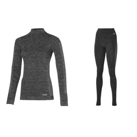 Heatkeeper - Premium thermo broek/shirt dames - Set - Maat L - Zwart - 4 x broek/shirt