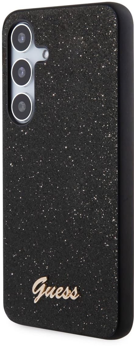 Hoes voor Samsung Galaxy S24 S921, Guess, Glitter Script, Zwart