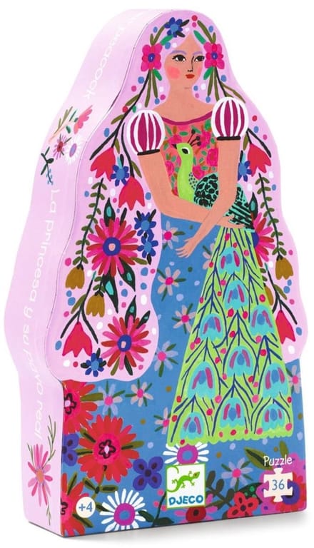 Djeco puzzel prinses en pauw - 36 stukjes kinderpuzzel FSC karton.