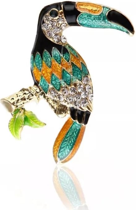 Zelto- Broche- Toekan- Groen- Zwart - 5x3 Centimeter