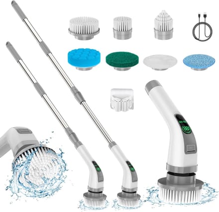 DYNA® Electrische Dweil - Dweil - Schrobzuigmachine - met 4 Herbruikbare Pads - Grijs - 45cm x 17cm x 8cm