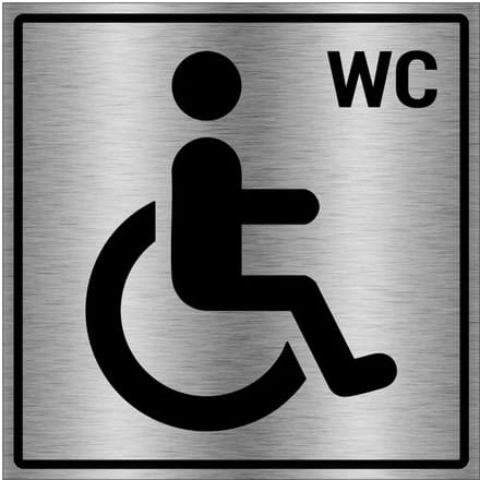 Invalide toilet bordje - gecoat brushed aluminium | 10 x 10 cm