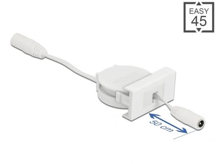 Delock Easy 45 Module Power Retractable Cable DC 5.5 x 2.1 mm female / female white