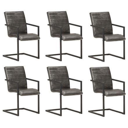 vidaXL Eetkamerstoelen 6 st echt leer grijs