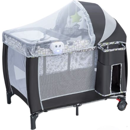 Coast 3-In-1 Inklapbaar Reisbed & Verschoonbed & Box met Afneembaar en Verstelbaar Gaas