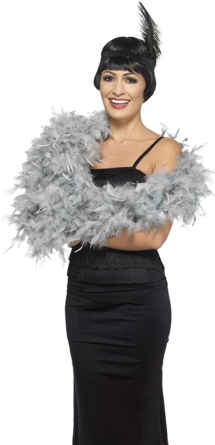 Luxe zilveren veren boa 180 cm - 80 gram - carnaval verkleed spullen/accessoires