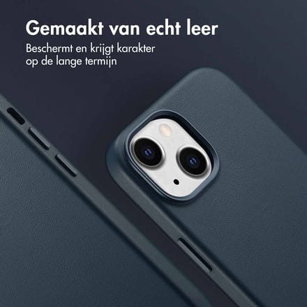 Accezz Hoesje - Geschikt voor iPhone 15 - geschikt voor MagSafe Leather Backcover - Nightfall Blue