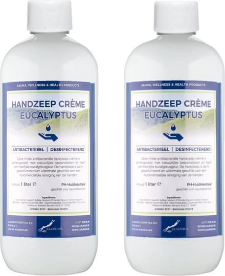 Handzeep Crème Eucalyptus 1 liter - set van 2 stuks