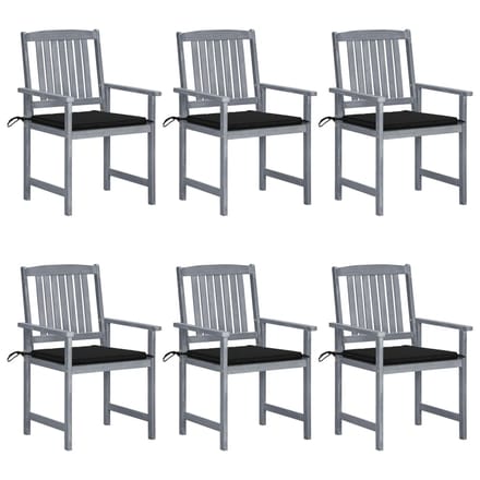 vidaXL - Tuinstoelen - 6 - st - met - kussens - massief - acaciahout - grijs