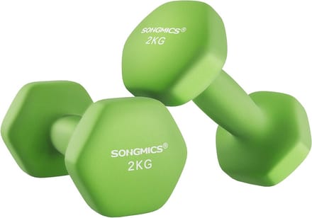 Dumbbell set van 2 in Groen met Vinyl Griphalters van 1,5 kg per stuk - Set van 2