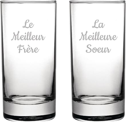 Longdrinkglas gegraveerd - 28,5cl - Le Meilleur Frère & La Meilleure Soeur