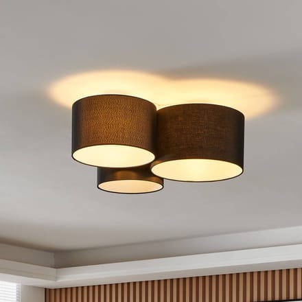 EGLO Plafondlamp Pastore 2, lengte 61 cm, zwart, 3-lamps, stof