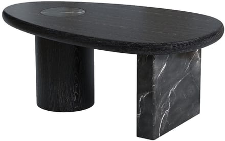 Vente-unique Salontafel van marmer en eikenfineer - Zwart - MARSULA