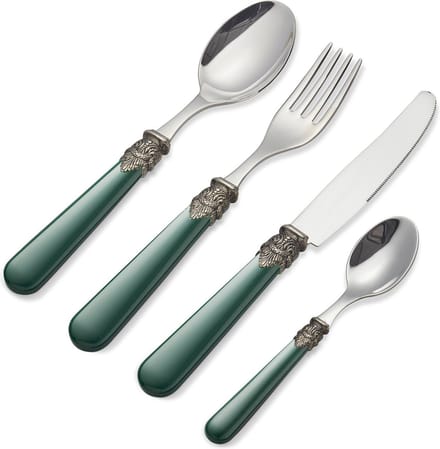 4-delig, Bestekset, voor 1 persoon, Groen (parelmoer), voor het diner, EME Napoleon