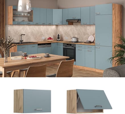 Keuken Hangkast Plat 60 cm Blauwgrijs Eiken Met Universele Pasvorm