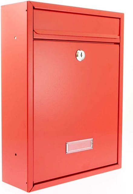 Verzinkte stalen afsluitbare weerbestendige brievenbus - rood - 26x34x9 cm