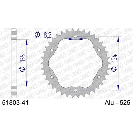 Aluminium tandwiel achter Afam 525 41 dents