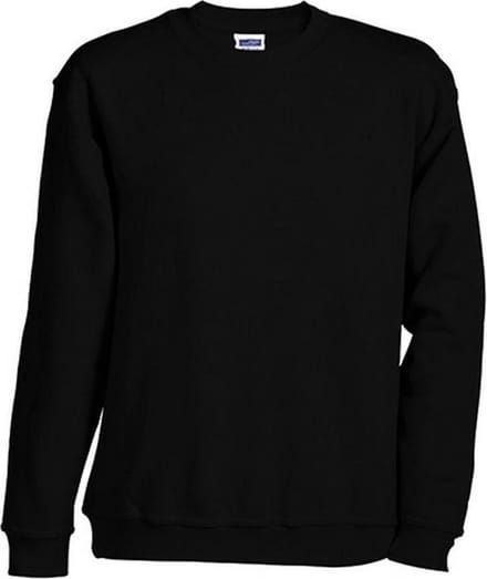 James and Nicholson Unisex Round Heavy Sweatshirt (Zwart)