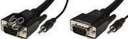 Microconnect - VGA (D-Sub);Jack (3.5mm) naar VGA (D-Sub);Jack (3.5mm) - 10 m - Zwart