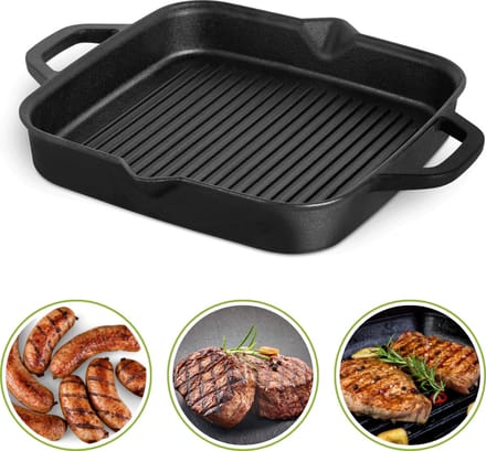 Grillpan Inductie - Grillpannen Gietijzer - BBQ - Zwart