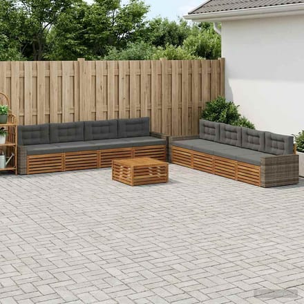 vidaXL - Buiten - bank - set - 9 - st - Natuurlijk - en - Antraciet - Polyester