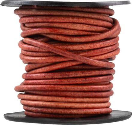 DQ Leer Rond (2 mm) Natural Dye Red (5 Meter)