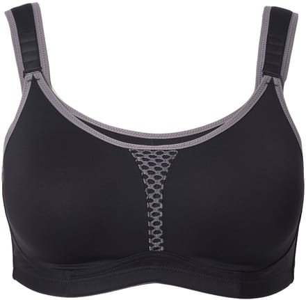 Ulla Popken - Dames - Sportbeha zonder beugels microvezels mesh-inzetstuk - Grijs - Maat 90D