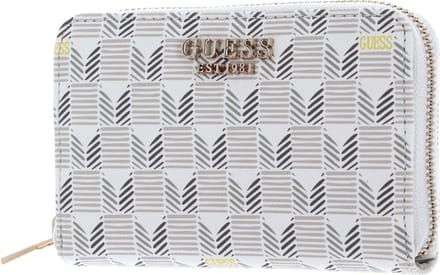 GUESS Portemonnee Laurel Zip Around Stone Logo Crème