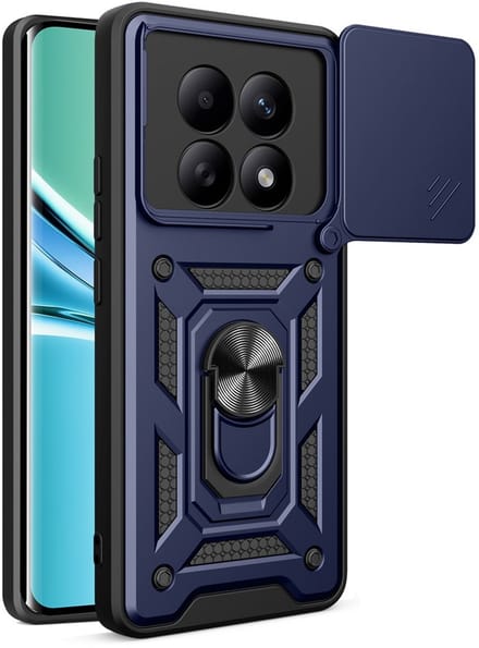 MobyDefend Hoesje - Geschikt voor Xiaomi Redmi Note 15 4G - Pantsercase Met Draaibare Ring - Blauw