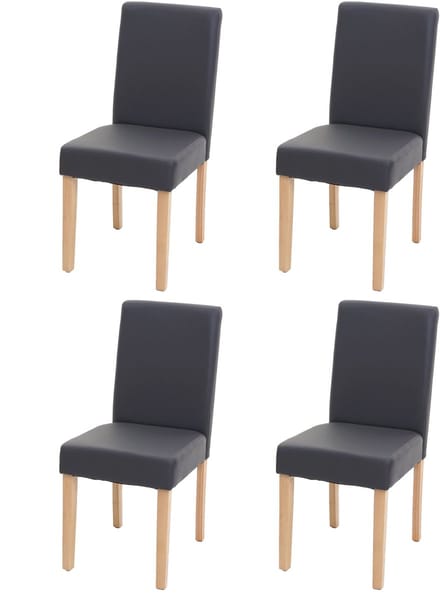 Set van 4 eetkamerstoelen, keukenstoelen Littau, MVG-gecertificeerd ~ kunstleer, matgrijs, lichte poten