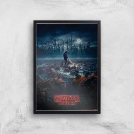 Stranger Things Pumpkin Patch Giclee Art Print - A3 - Black Frame