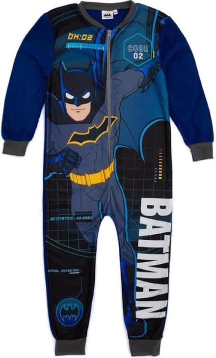 Batman Onesie Kind - Blauw - Jongens Pyjama / Huispak - Maat 98/104