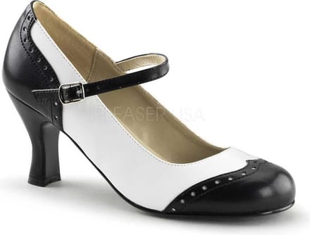 Flapper-25 Mary Jane pump with short heel black/white matt - (EU 36 = US 6) - Funtasma